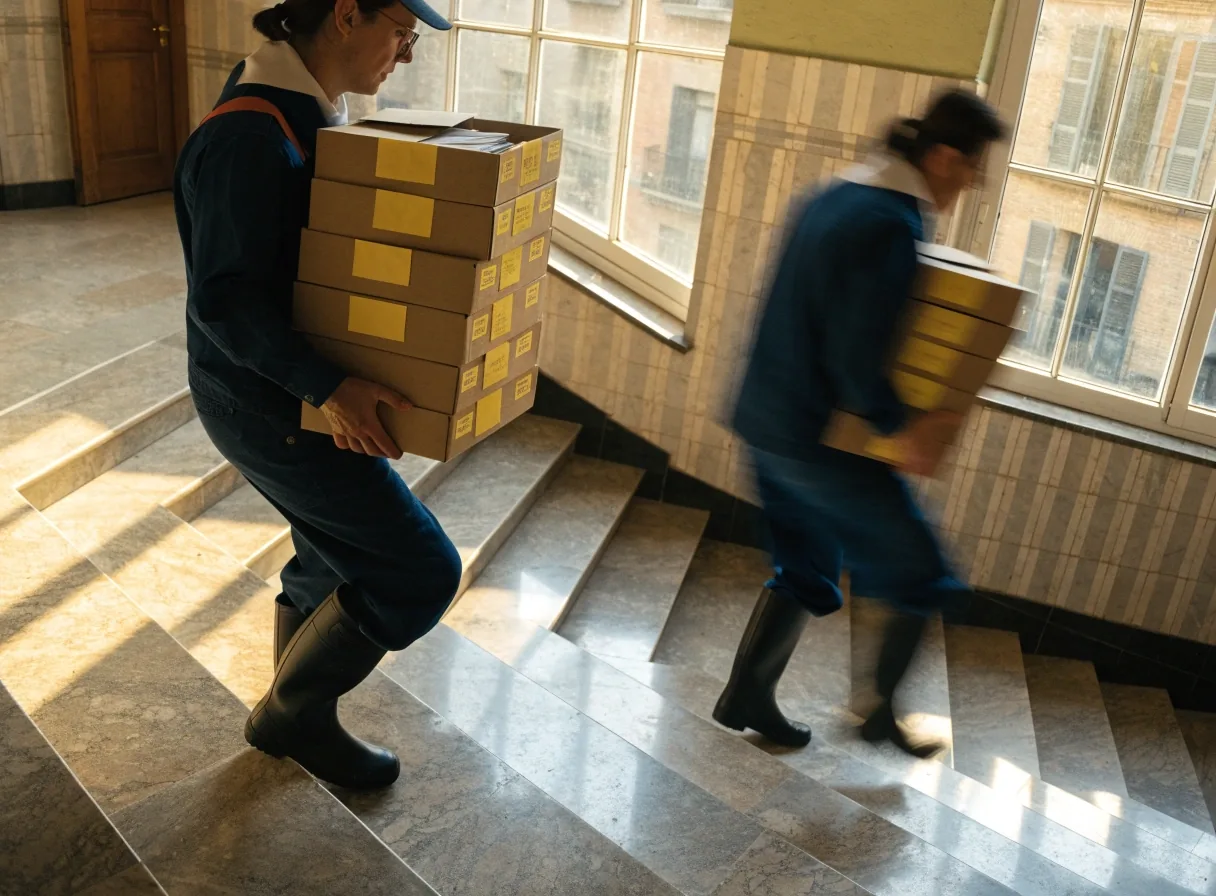 Interior del Instituto Nacional de Estadística en Madrid con luz de tarde