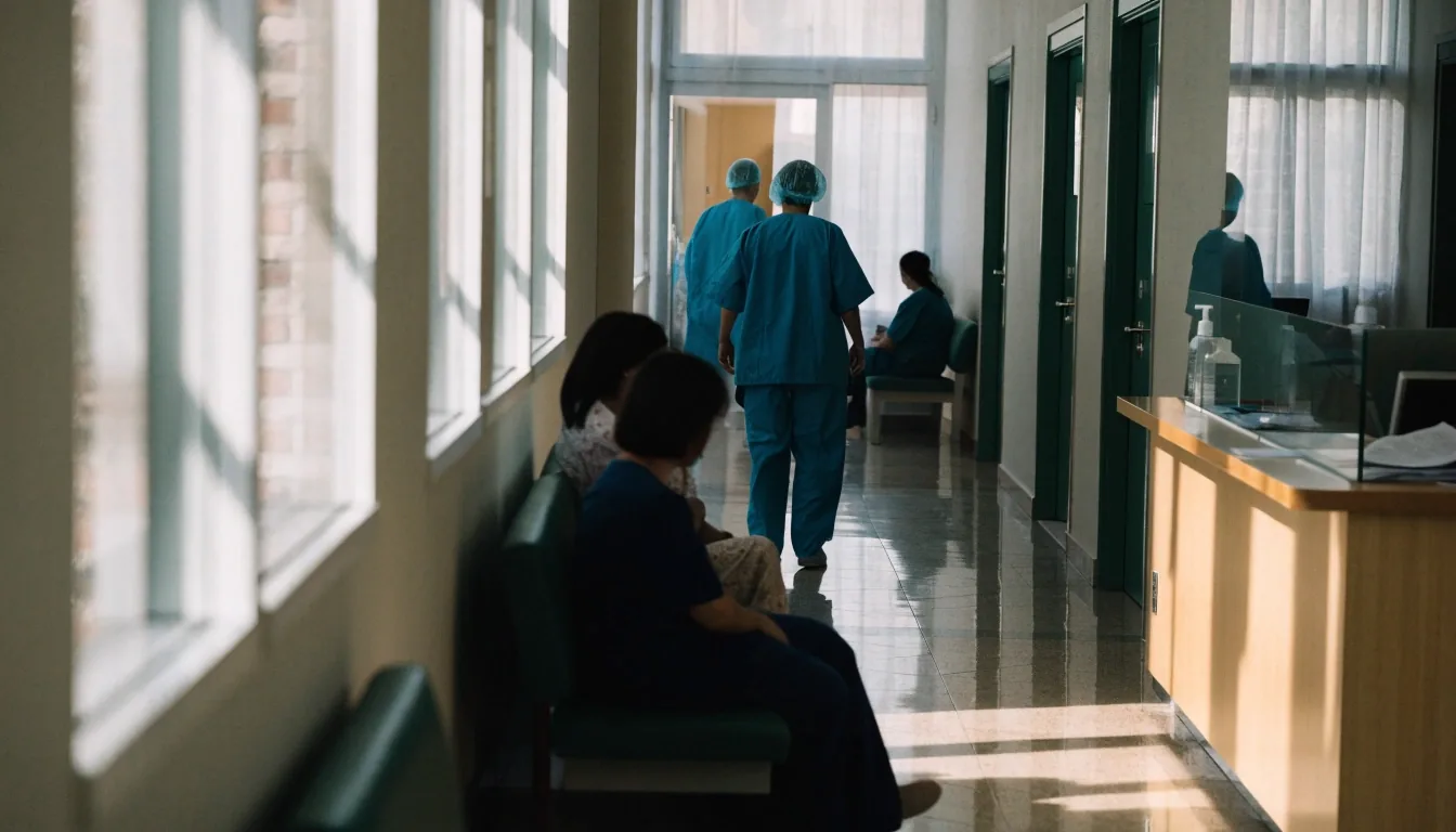 Pasillo de un hospital público regional por la mañana