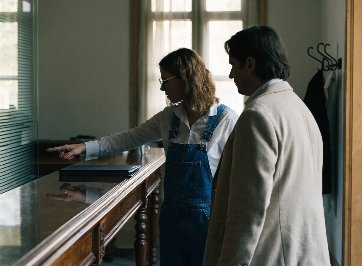 Dos personas revisando estadísticas de población en una oficina municipal